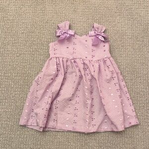 Iris & Ivy Pink Gingham Kids Dress with Bow Details